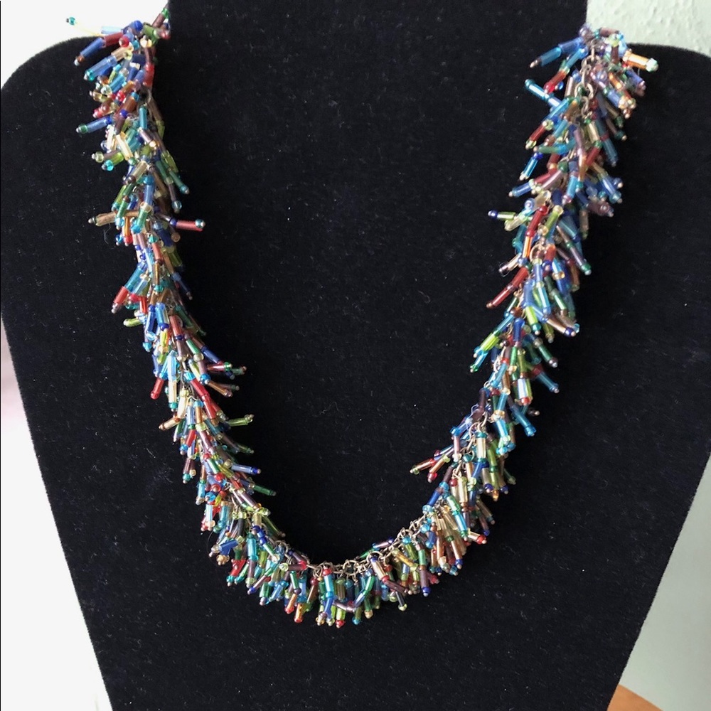 Beaded fringe necklace